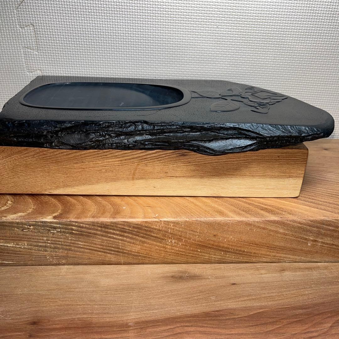 ⭕️雄勝硯 希少 超大型天然硯 伝統工芸士 杉山唐龍斎 椿花葉
