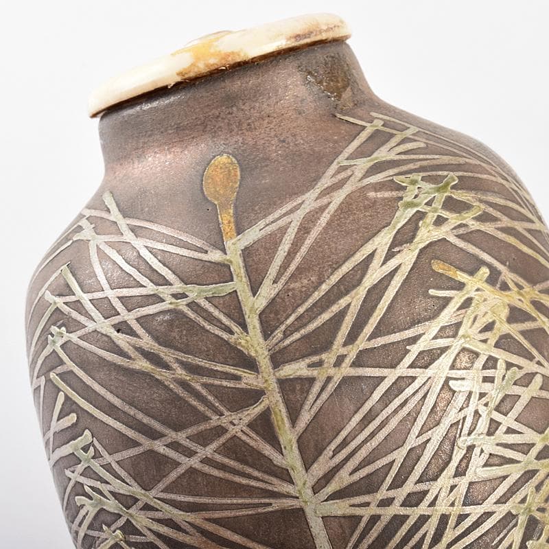 Yuki様専用八世乾山山本如仙造 色絵乾山 茶入 銘「若松」共箱