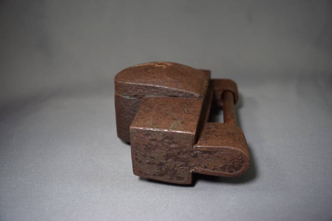 錠前 和錠 因幡錠 在銘 因州住 清久作 6枚バネ 鍵付 江戸時代 アンティーク