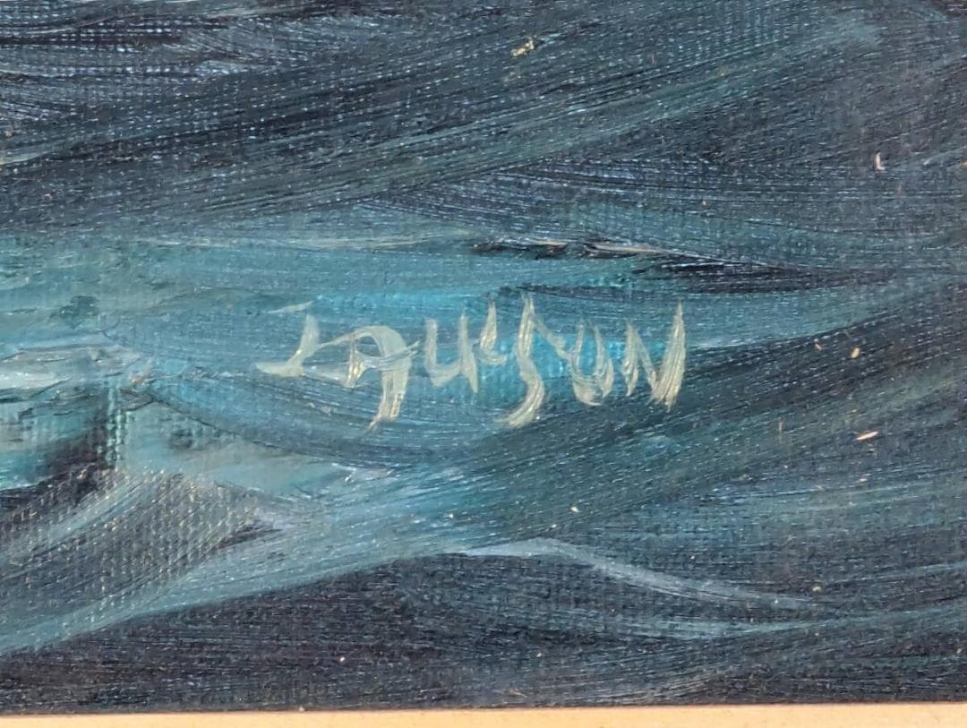 【真作】絵画　油彩6号　大海原を駆ける帆船　青空と波の詩　自由への航海　U194