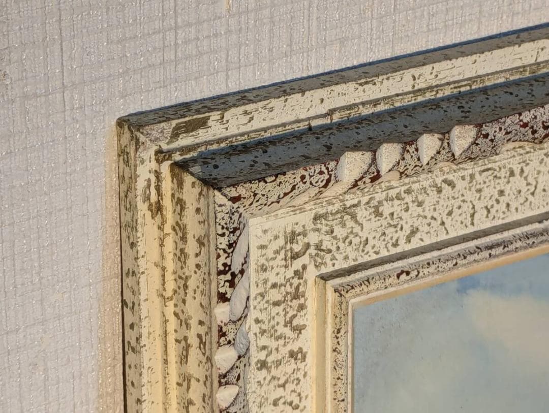 【真作】絵画　油彩6号　大海原を駆ける帆船　青空と波の詩　自由への航海　U194