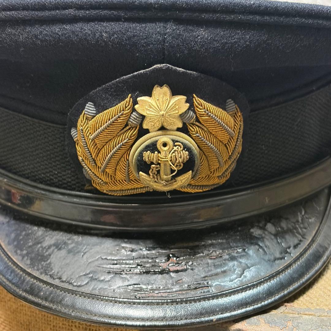 当時物 旧日本帝国海軍 制帽 帽子 軍帽 ネーム入り ミリタリー 箱付