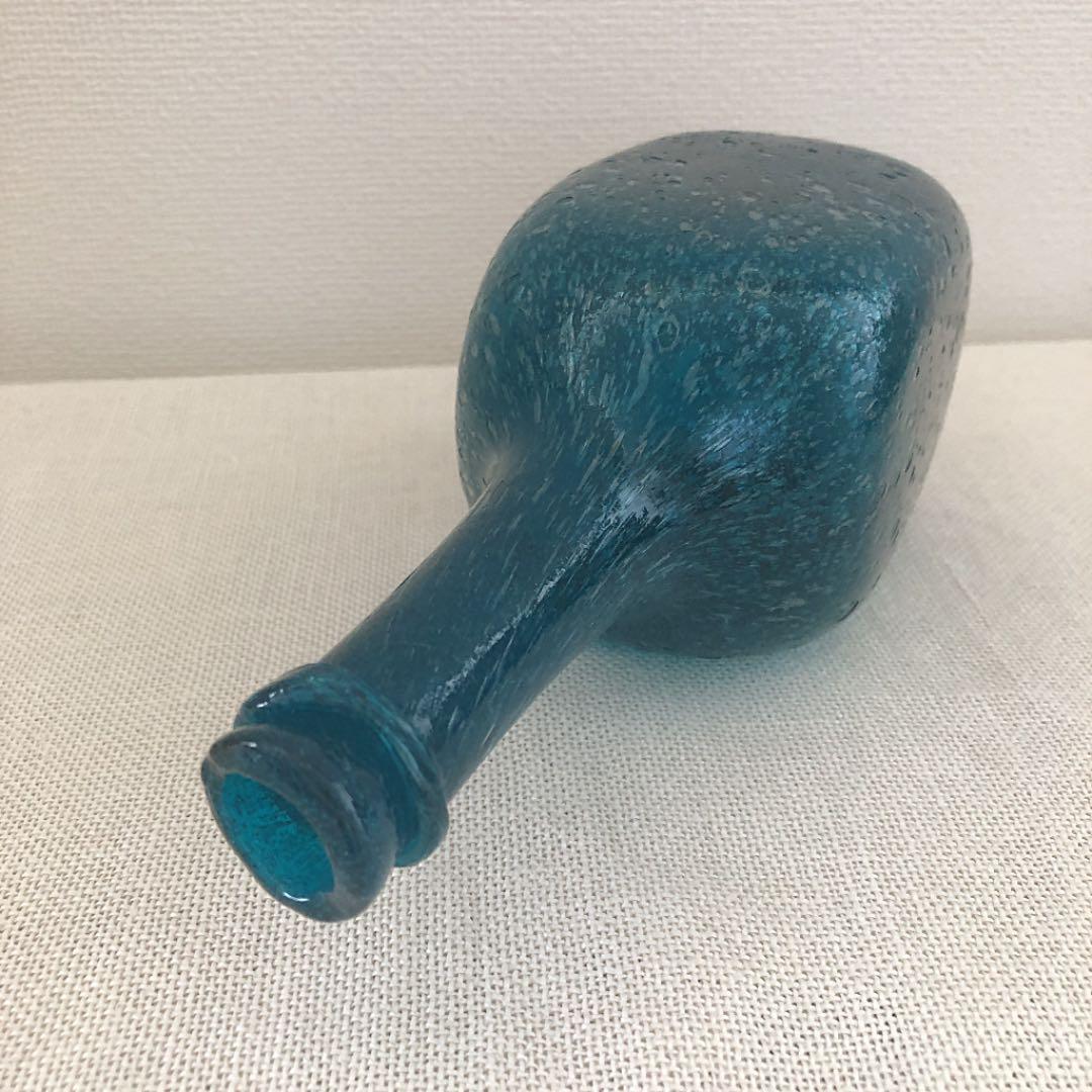 倉敷ガラス 小谷真三 小谷ブルー 吹きガラス 一輪挿し