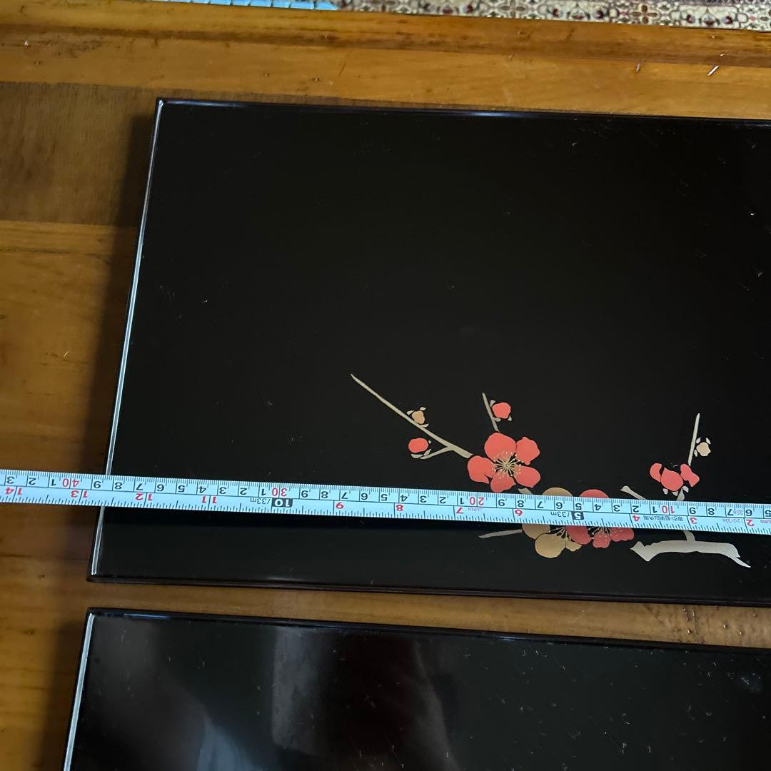 輪島塗り漆器 膳 梅の花 黒　2膳