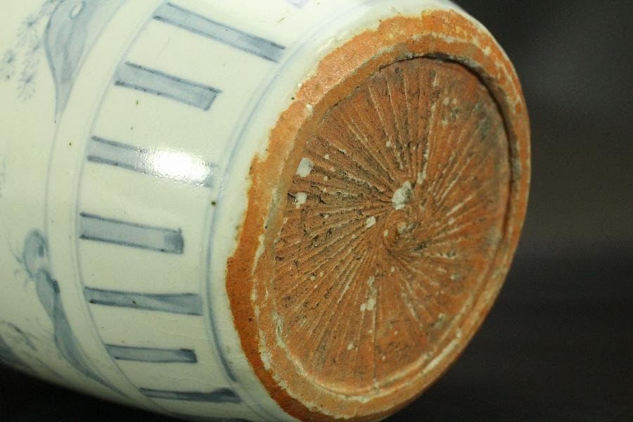 中国美術 青花 染付 人物紋 壷 高23.5cm(LC642)