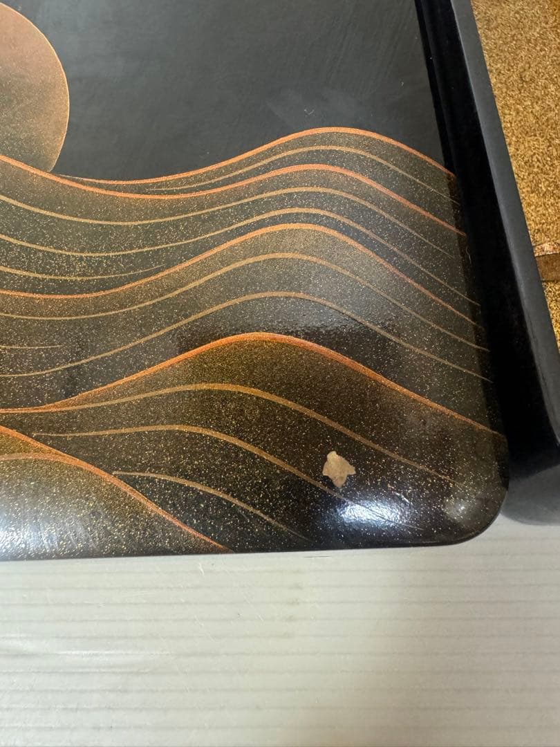 2197 漆器 高級 日本製 沈金日の出鶴 文箱 書類入れ 書類ケース