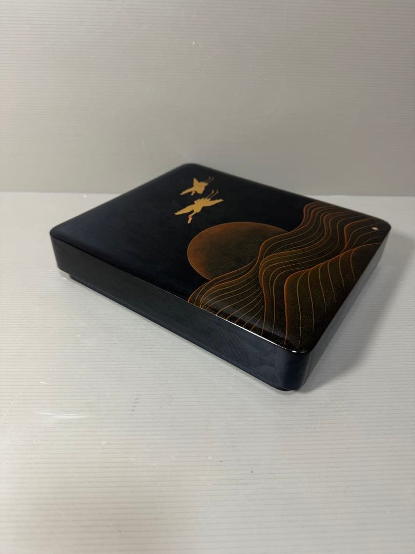 2197 漆器 高級 日本製 沈金日の出鶴 文箱 書類入れ 書類ケース