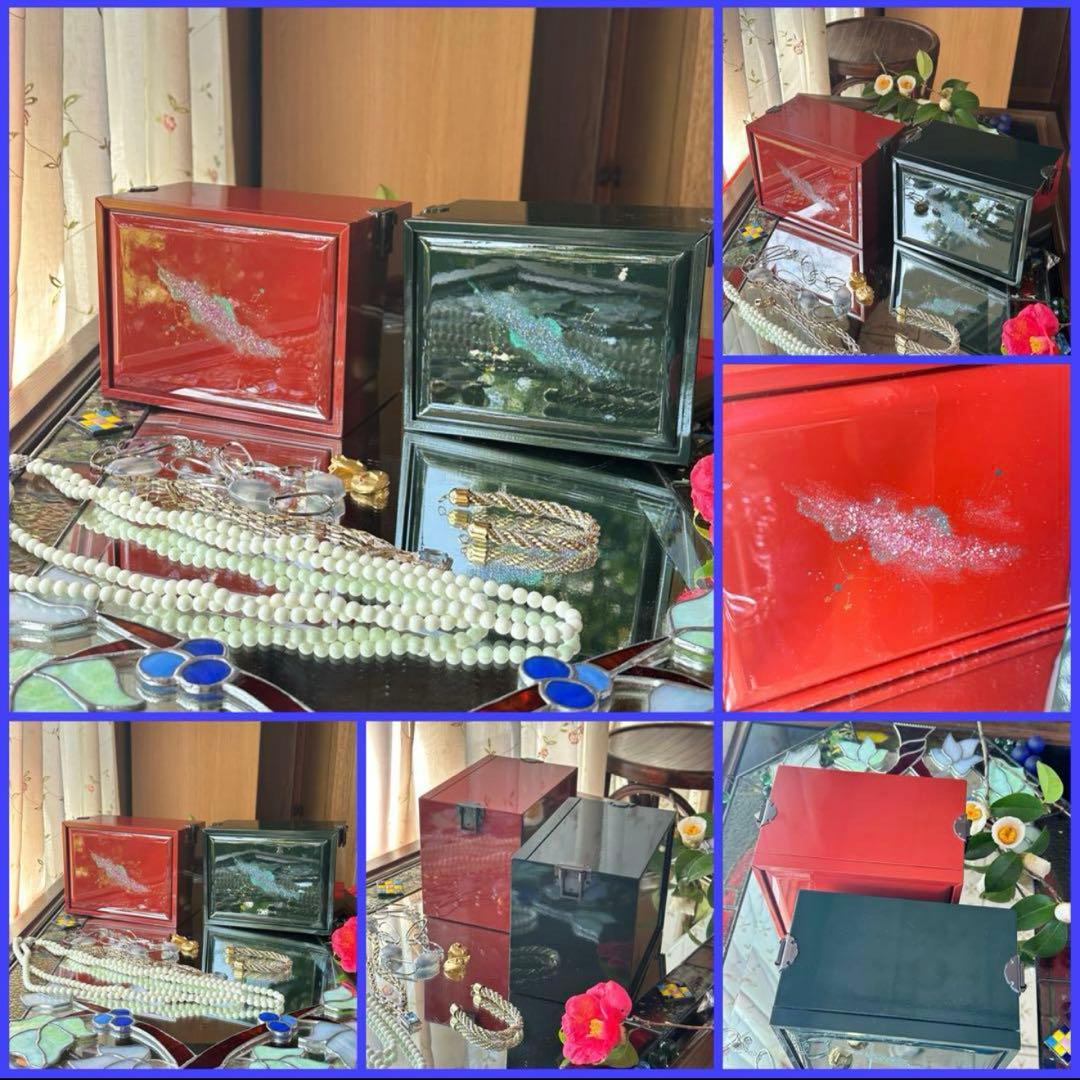 2172様感謝‼️JAPAN輪島螺鈿蒔絵「銀河-翠と紅」器局形宝石箱2点箱入