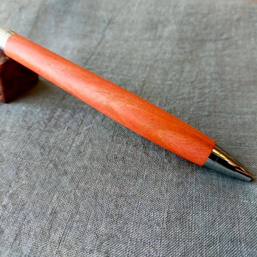 ピンクアイボリー ハンドメイド 木軸ボールペン G2 天然木 シルバー