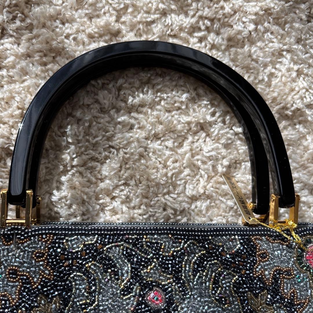 超高級ビーズ刺繍デザイン ハンドバッグ グレー