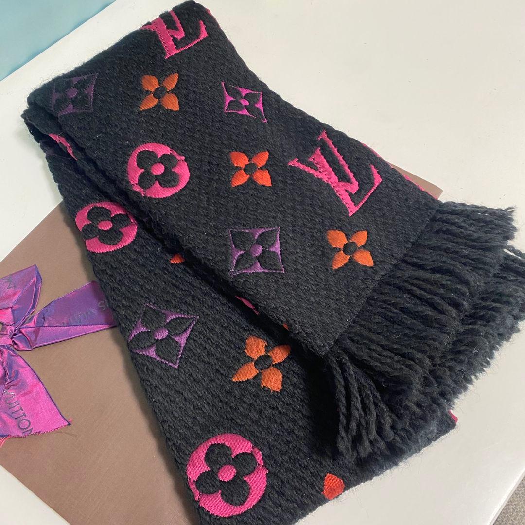 LOUIS VUITTON エシャルプロゴマニアレインボー ブラック マフラー