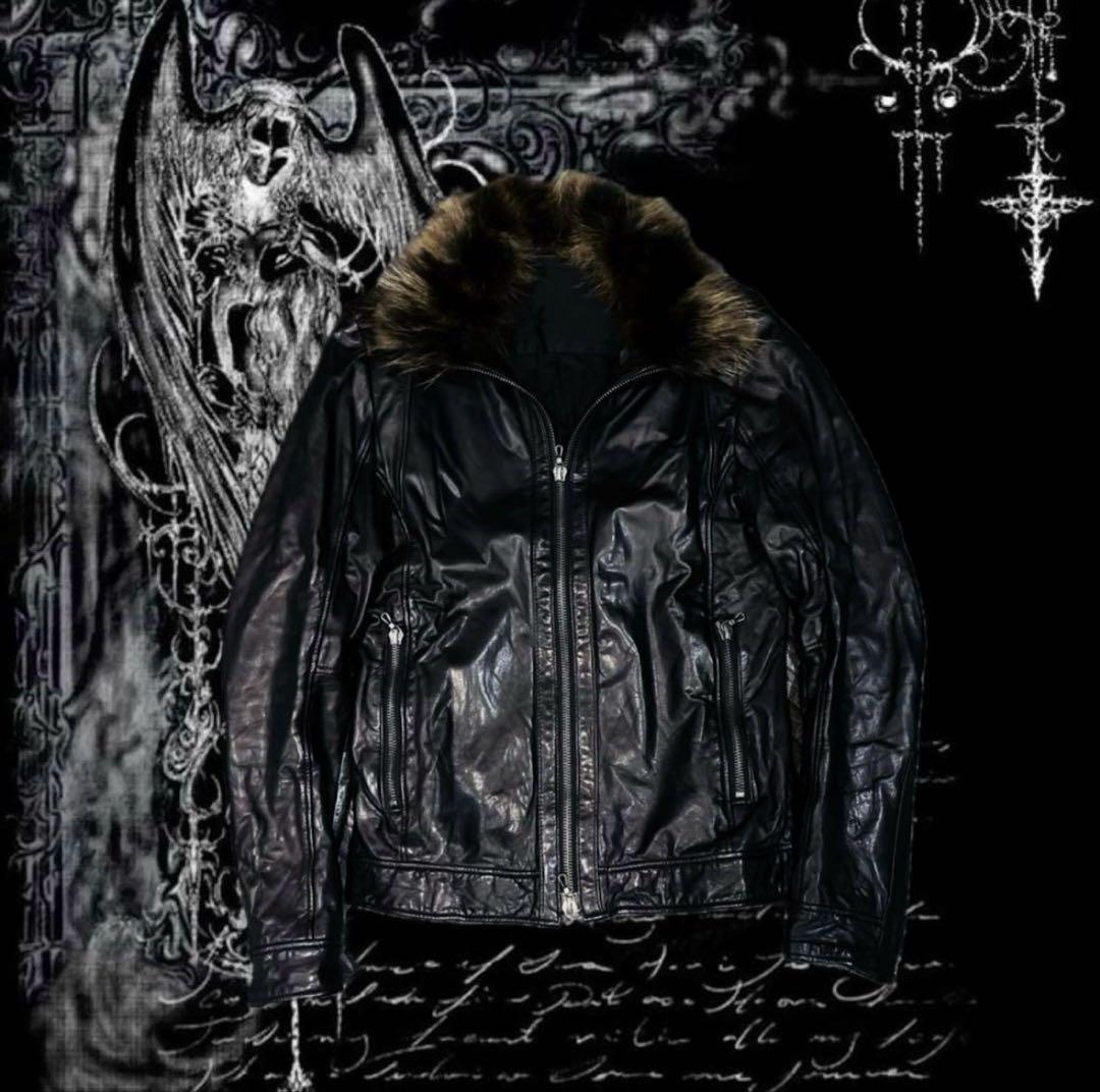 平成 お兄系 y2k レザー ファー ジャケット ライダース フェアリーグランジ