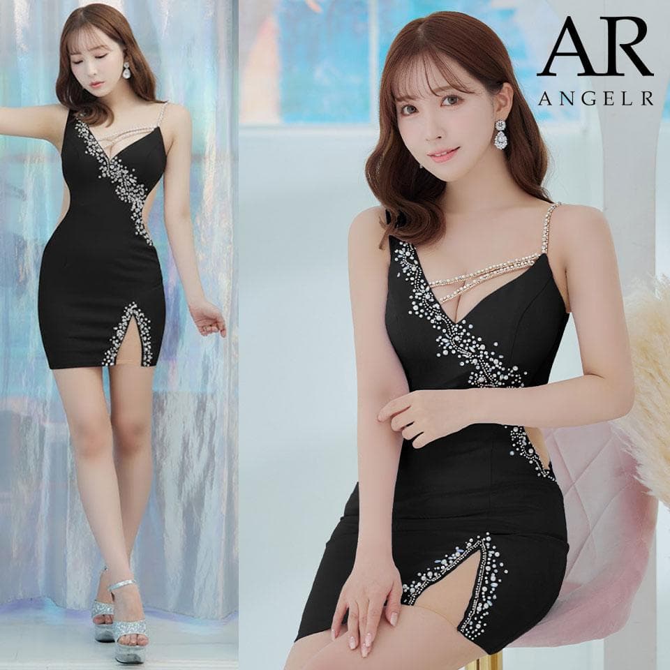 AngelR エンジェルアール バストラインビジューアシンメトリーミニドレス