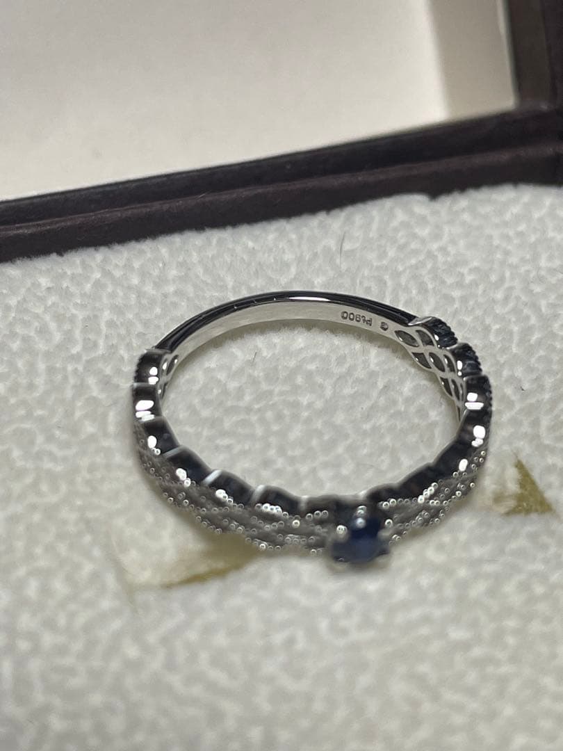 PT900 サファイア レースデザインリング
