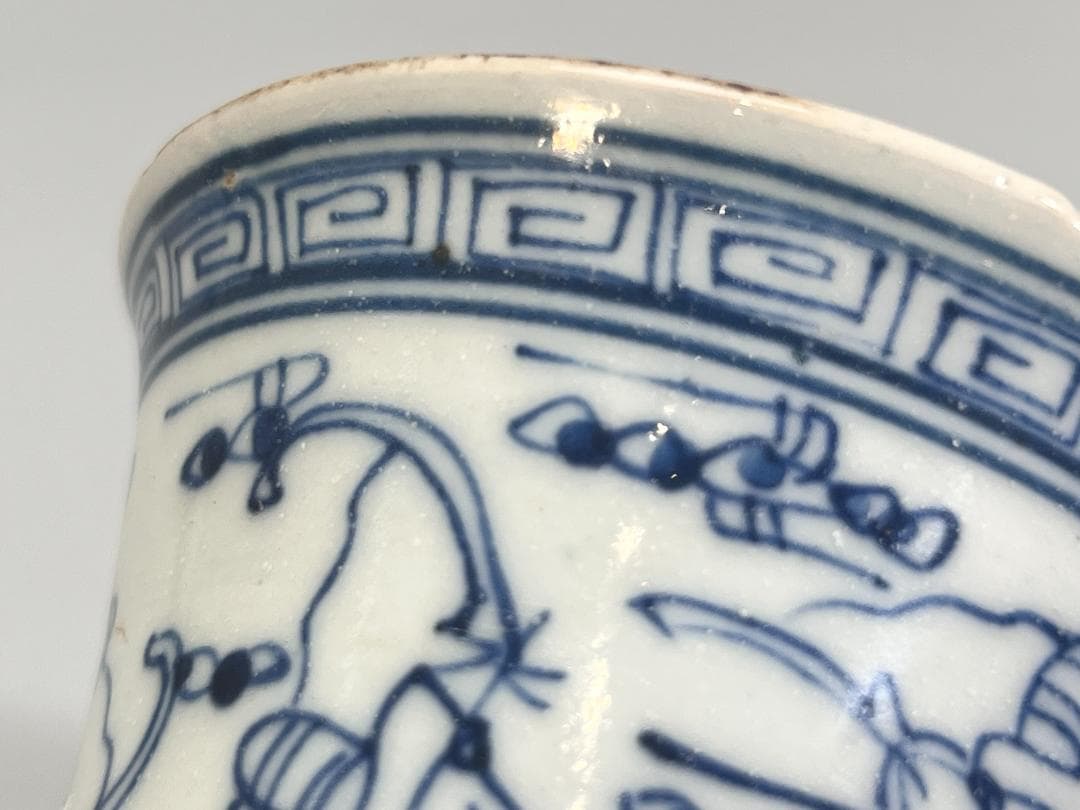 中国美術 青花 五福捧寿 染付筆筒 筆入れ 高10.5cm 旧家蔵出 - メルカリ