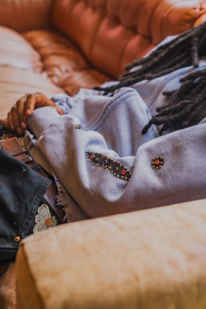 トップス Innocence NYC DAMAGE STUDS HOODIE