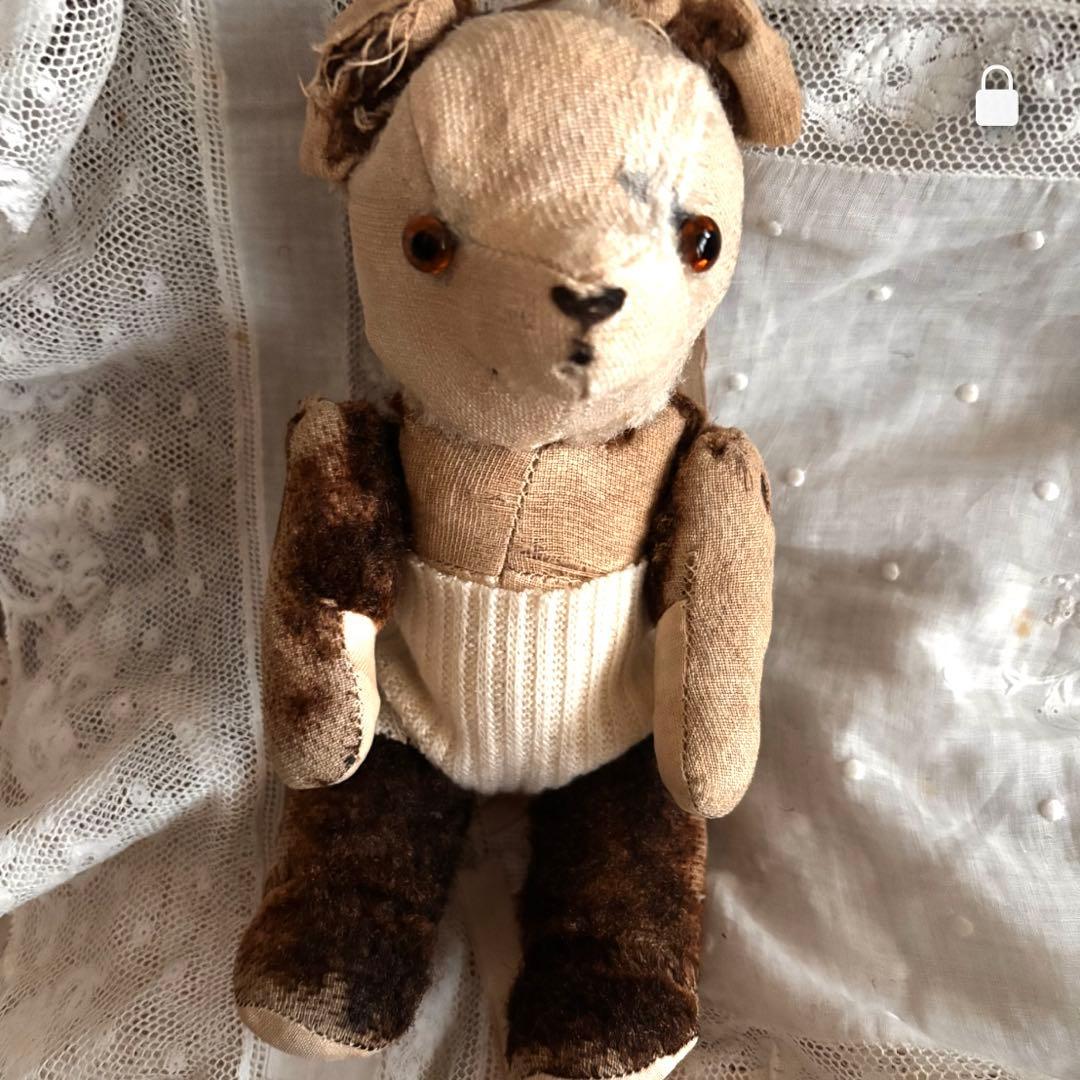 パンダベア　可愛いボロベアくん　ヘアロス　アンティークベア　ヴィンテージベア