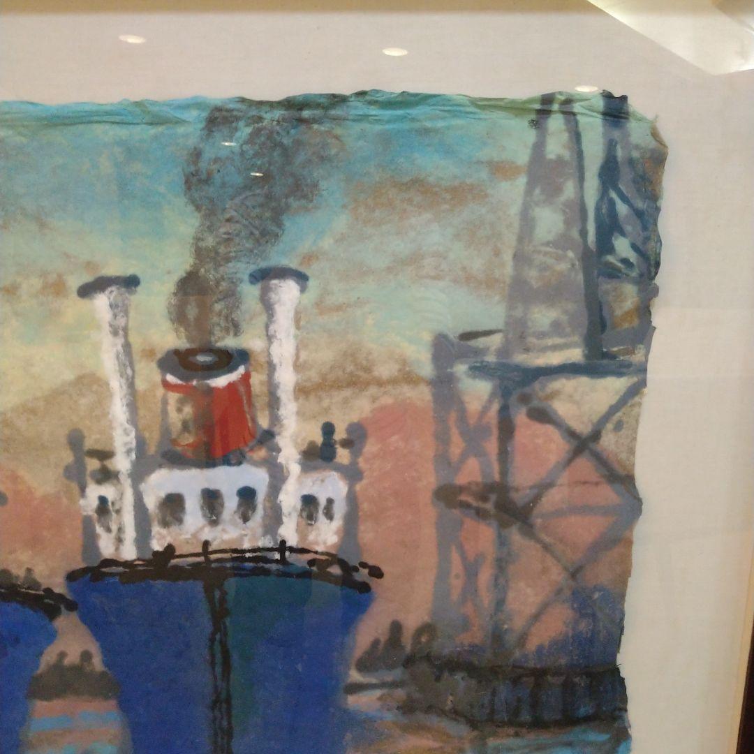 印象派風 水彩画 船の港の風景