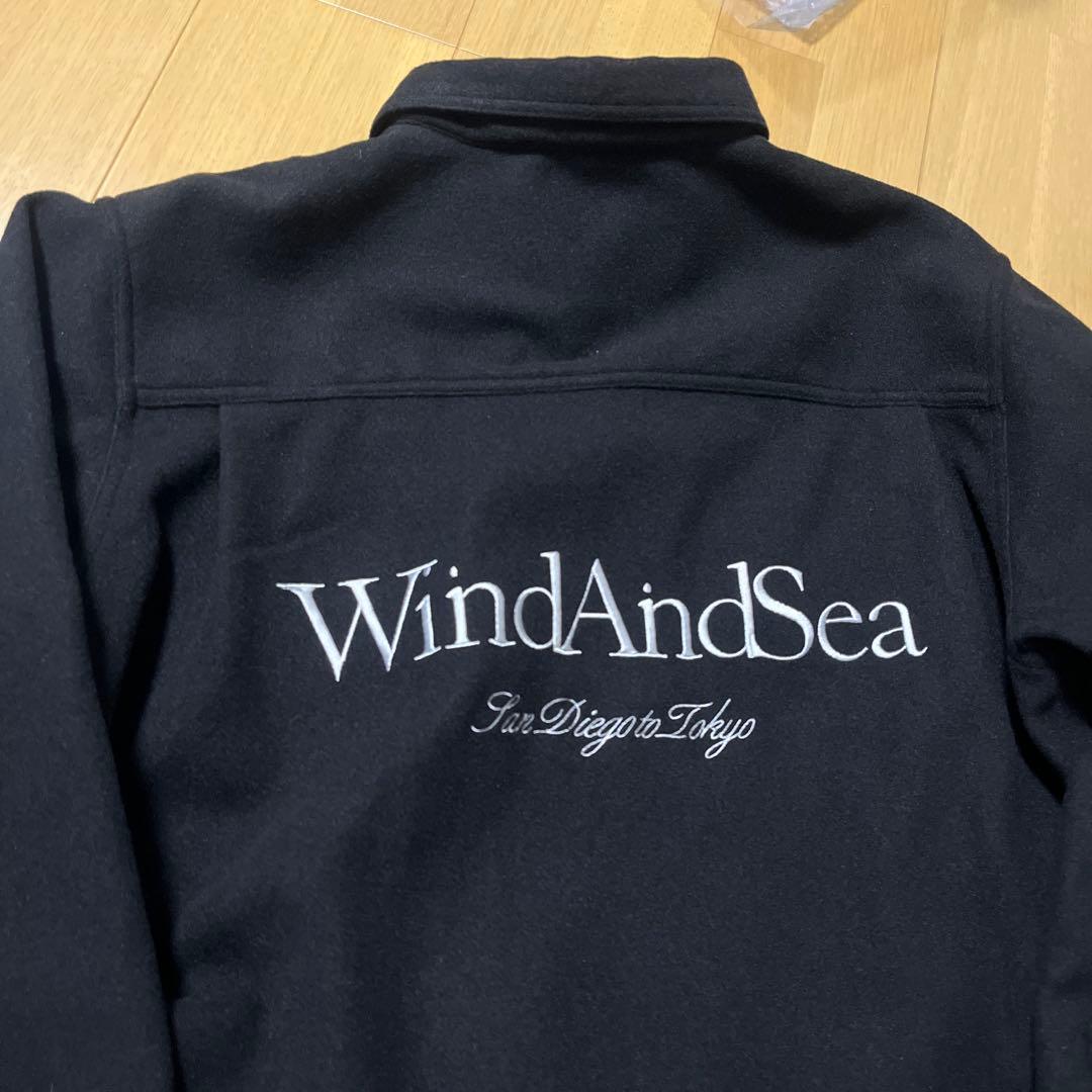 ウィンダンシー WIND&SEA L ロゴ 刺繍 厚手 シャツジャケット 羽織
