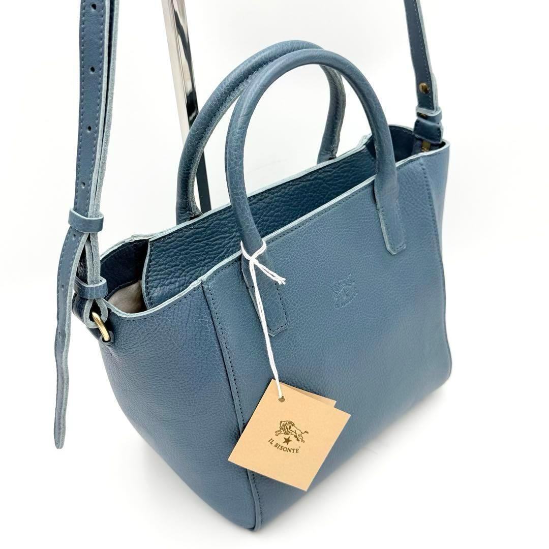 希少 イルビゾンテ クエルチア 2way ハンドバッグ ブルーデニム 新品同様