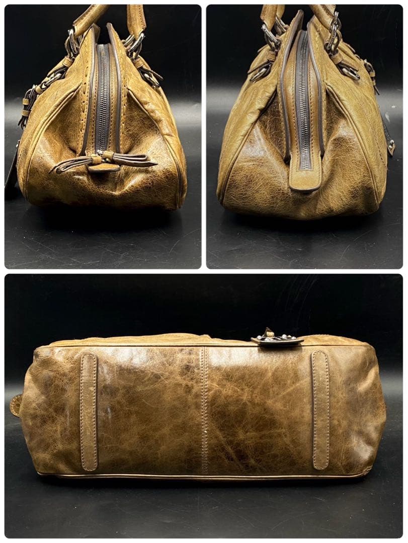 ドルチェ＆ガッバーナ 内側レオパード柄 ハンドバッグ ブラウン レザー