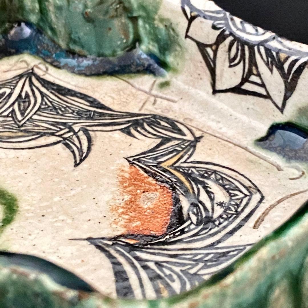 坂口健 東御土風紋織部向付 皿 器 作家もの 作陶展 共