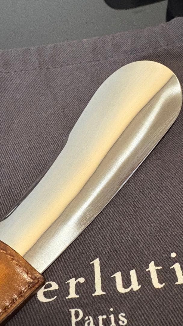 Berluti シューホーン 靴べら レザー ブラウン シルバー