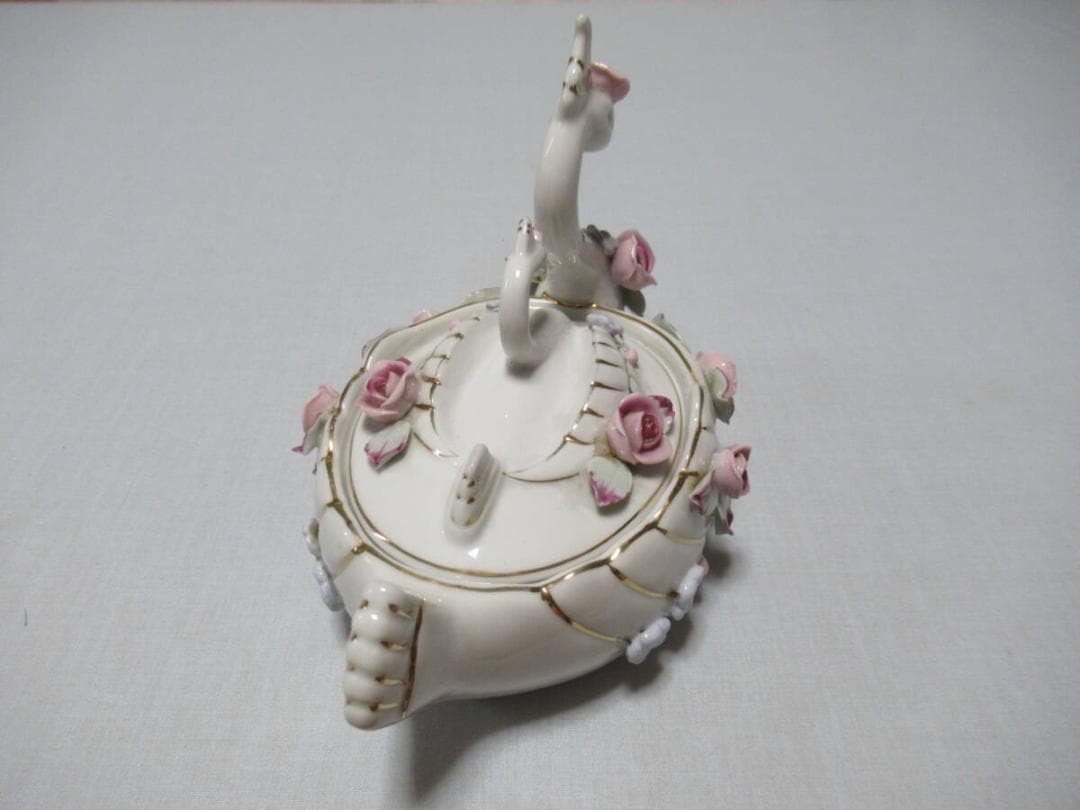 1947年頃日本製輸出品◆磁器製 瀬戸ノベルティ CHIKUSA『白鳥型と薔薇』