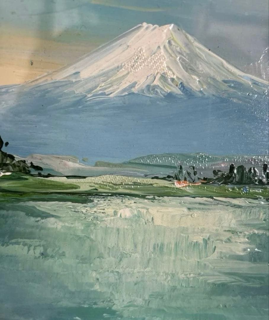 富士山と桜 油彩画“冬天到了，春天还会远吗？”