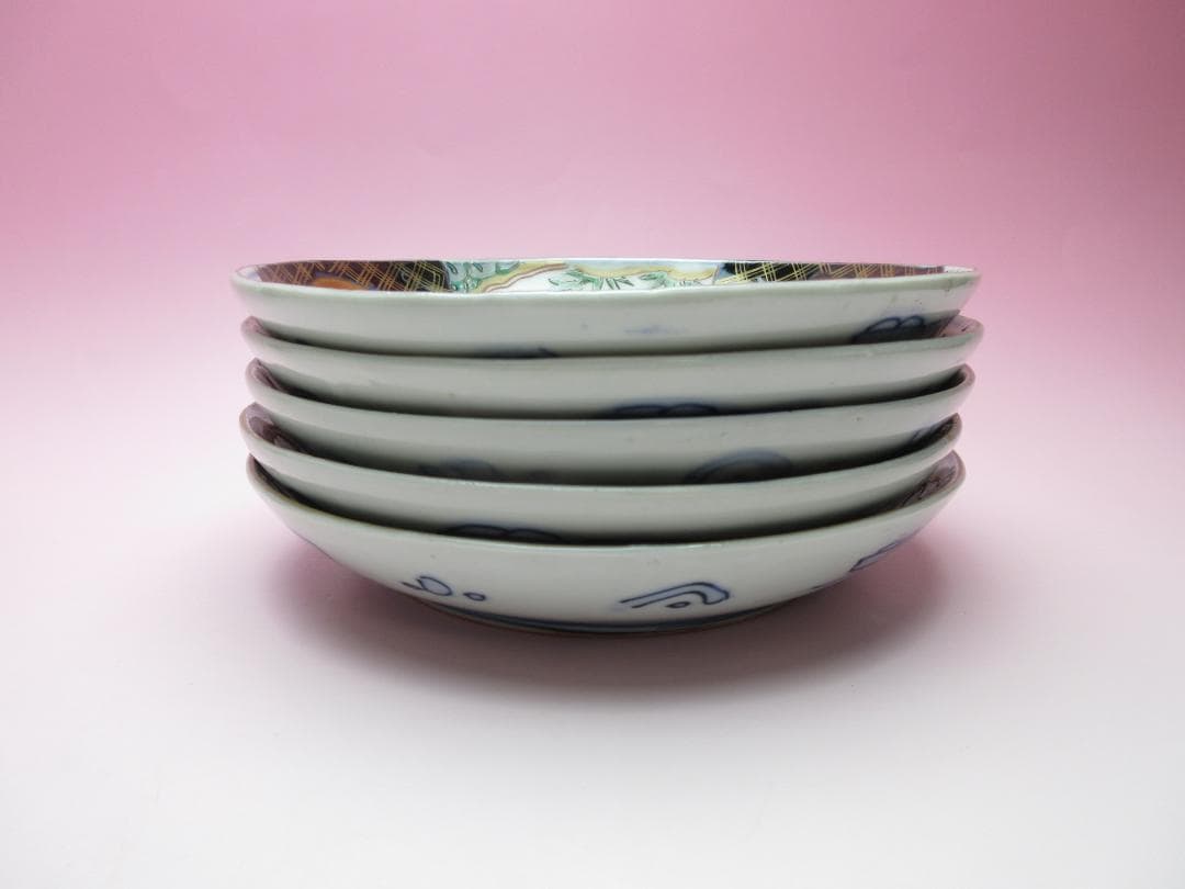 アンティーク古伊万里 中皿 桃紋 5枚 MOR 70627