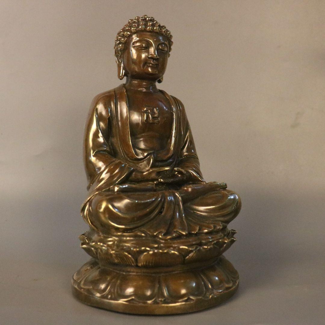 釈迦牟尼仏 銅製 仏像 彫刻 置物 開運 風水