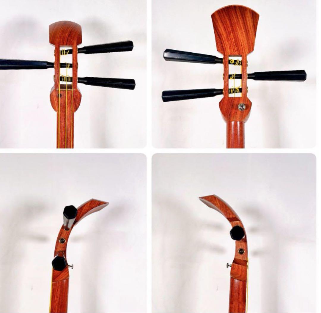希少】民謡三味線 細棹 花梨 正寸 3分割 丸打胴 皮やぶれなし