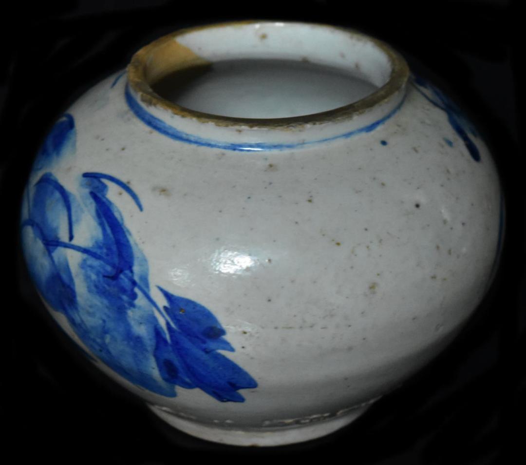 李朝小壺 江戸期 染付 朝鮮 韓国 茶道具 水指 焼物 入手困難