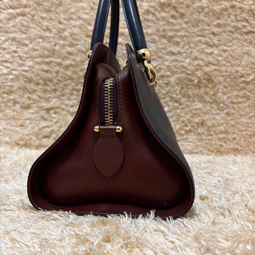 美品✨ TODS セラ レザー 2way ハンドバッグ ネイビー