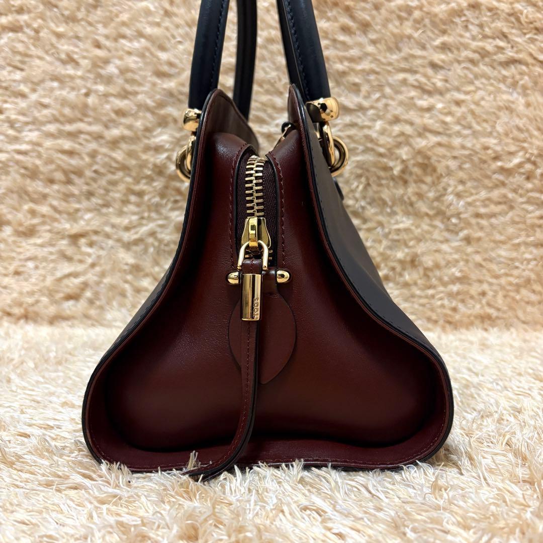 美品✨ TODS セラ レザー 2way ハンドバッグ ネイビー