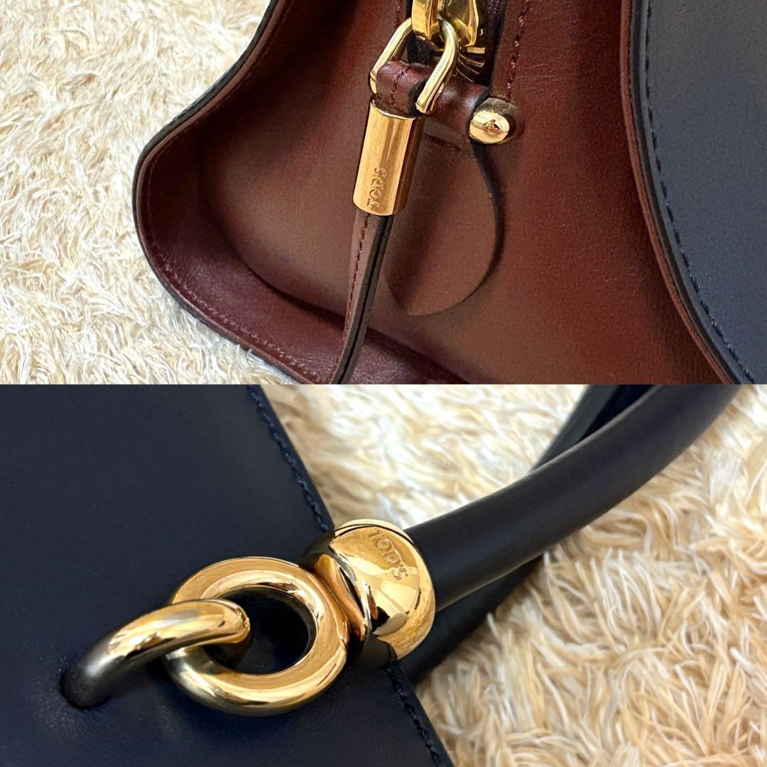 美品✨ TODS セラ レザー 2way ハンドバッグ ネイビー