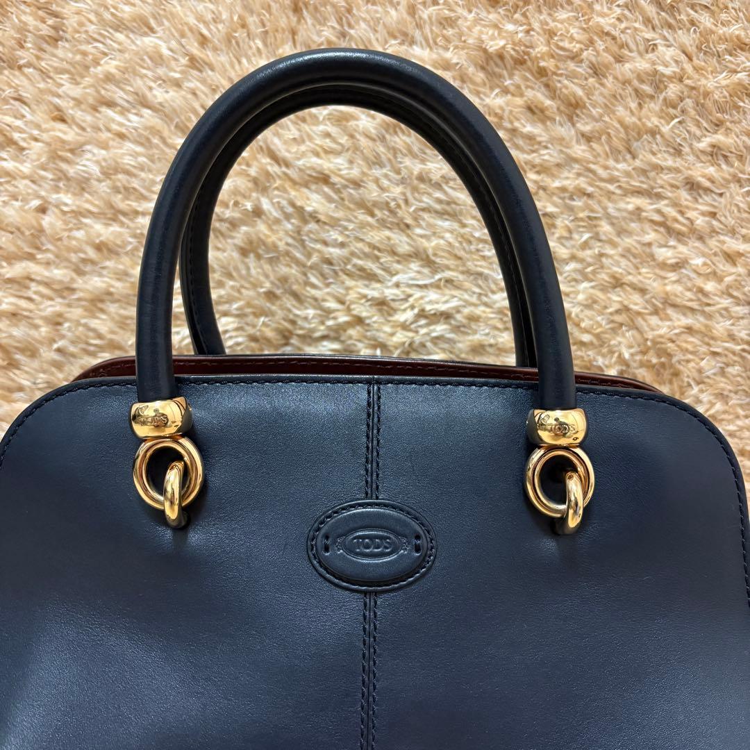 美品✨ TODS セラ レザー 2way ハンドバッグ ネイビー
