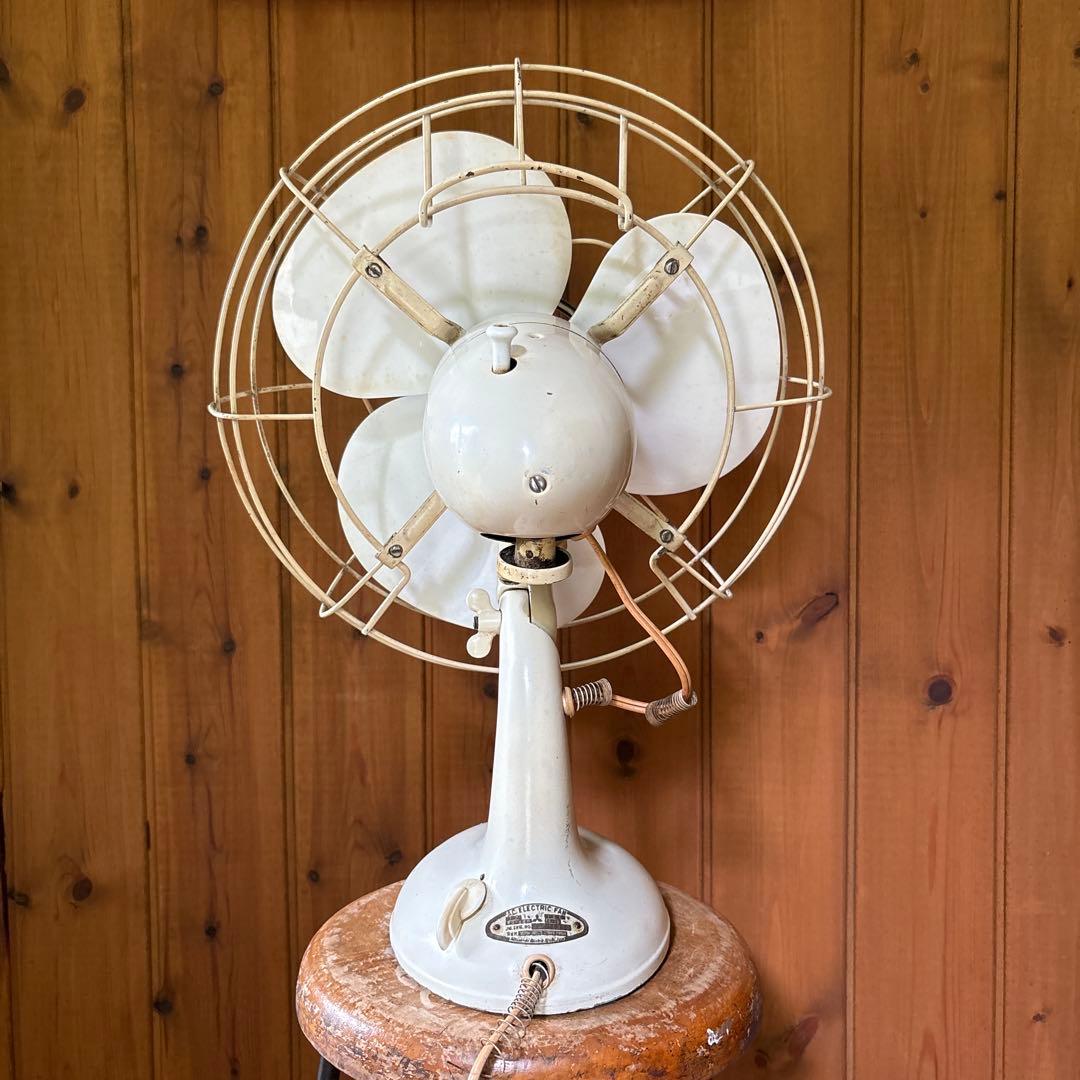 【MITSUBISHI】三菱電機 扇風機 昭和レトロ ホワイト 古道具ビンテージ
