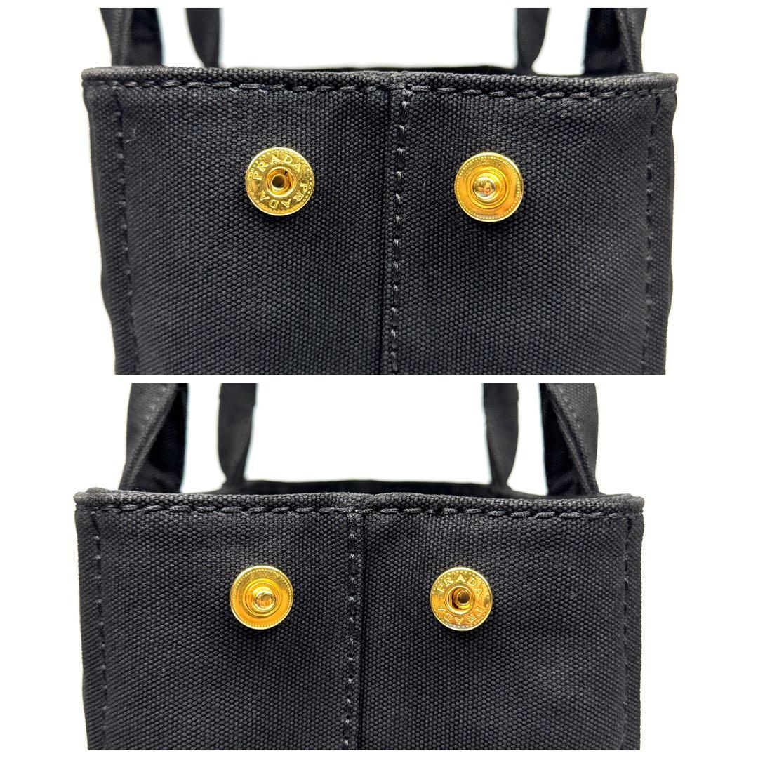 美品✨ PRADA プラダ カナパ S ハンドバッグ 黒 ストライプ
