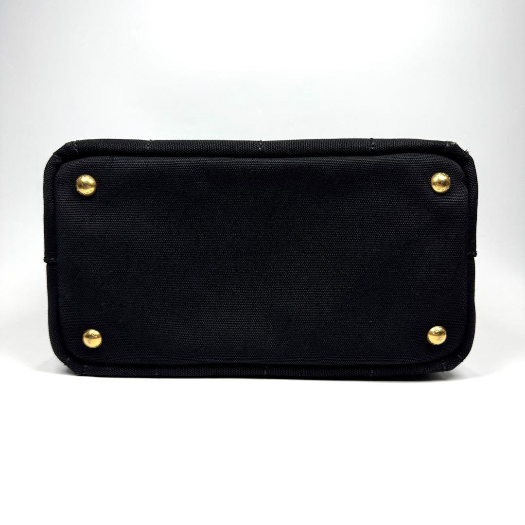 美品✨ PRADA プラダ カナパ S ハンドバッグ 黒 ストライプ