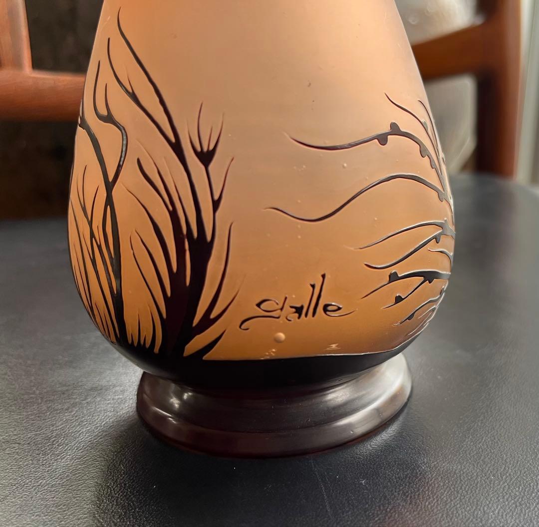 エミール、ガレ海藻彫刻 花瓶 本物保証