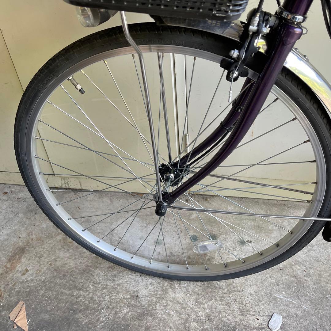 紫色 電動アシスト自転車 シティタイプ