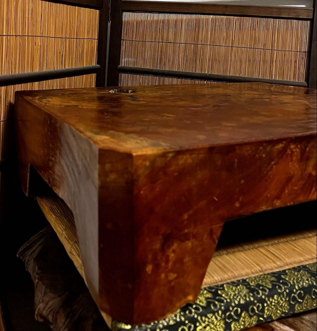 時代 無垢 超重量級 13.6㎏ 古木 刳抜彫り 花台 香台 盆栽台