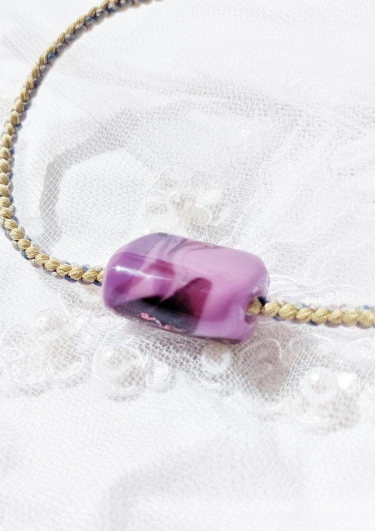 吉田正子トンボ玉（貳拾貳） 「江戸組み紐」ネックレス ガラス玉に込め