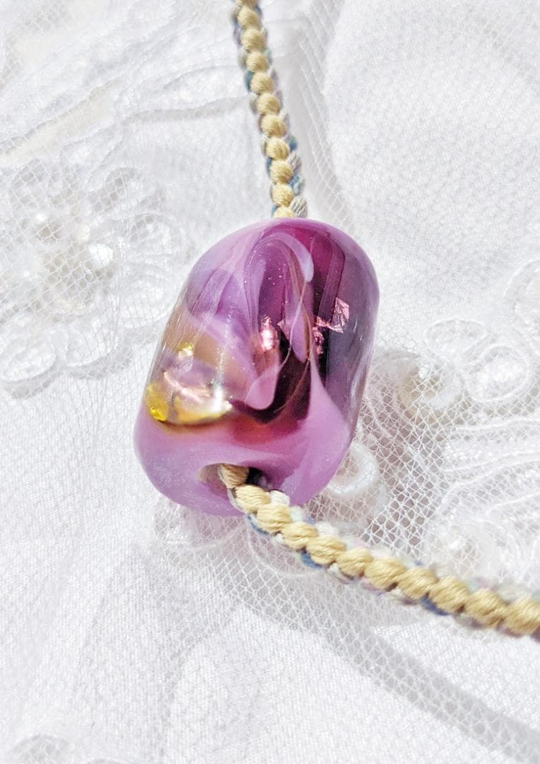 吉田正子トンボ玉（貳拾貳） 「江戸組み紐」ネックレス ガラス玉に込め