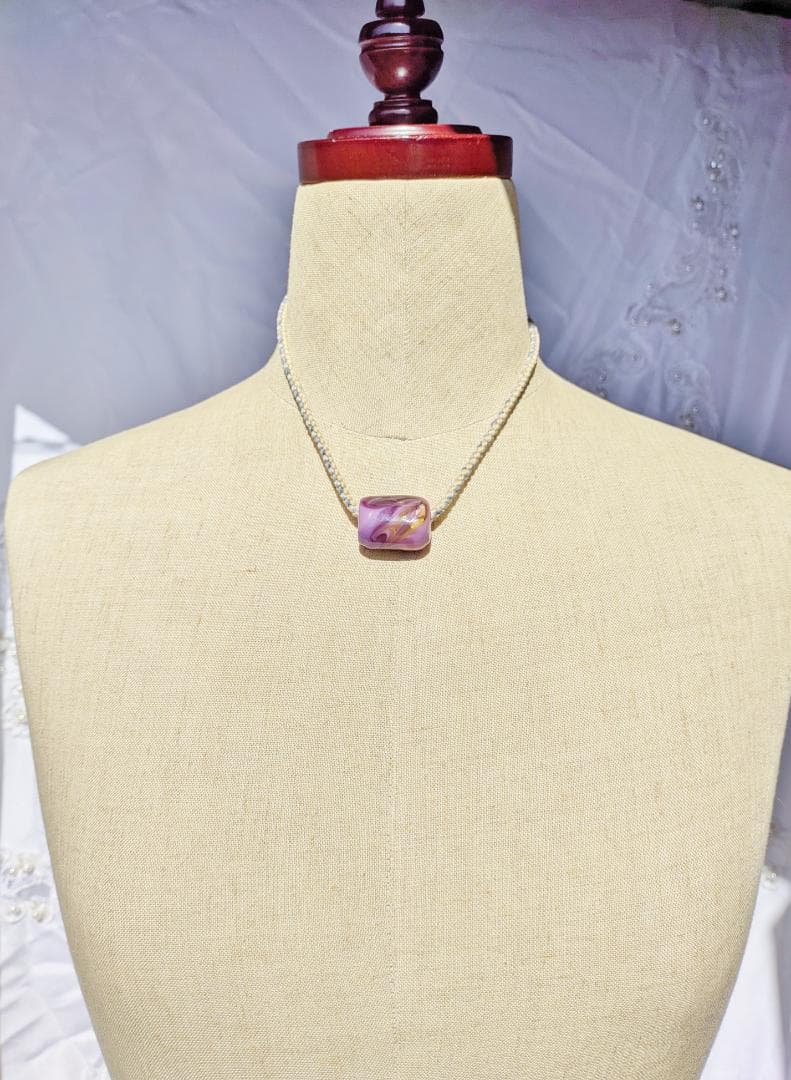 吉田正子トンボ玉（貳拾貳） 「江戸組み紐」ネックレス ガラス玉に込め