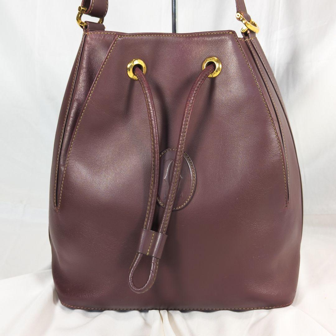 【美品】 カルティエ 巾着バッグ マストライン ワンショルダー カード 保存袋付