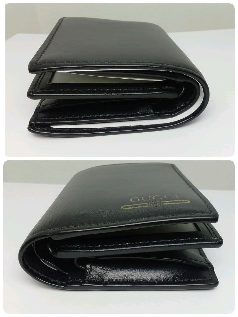 GUCCIグッチコンパクトブラックレザー折り畳みタイプ保存袋・付属品