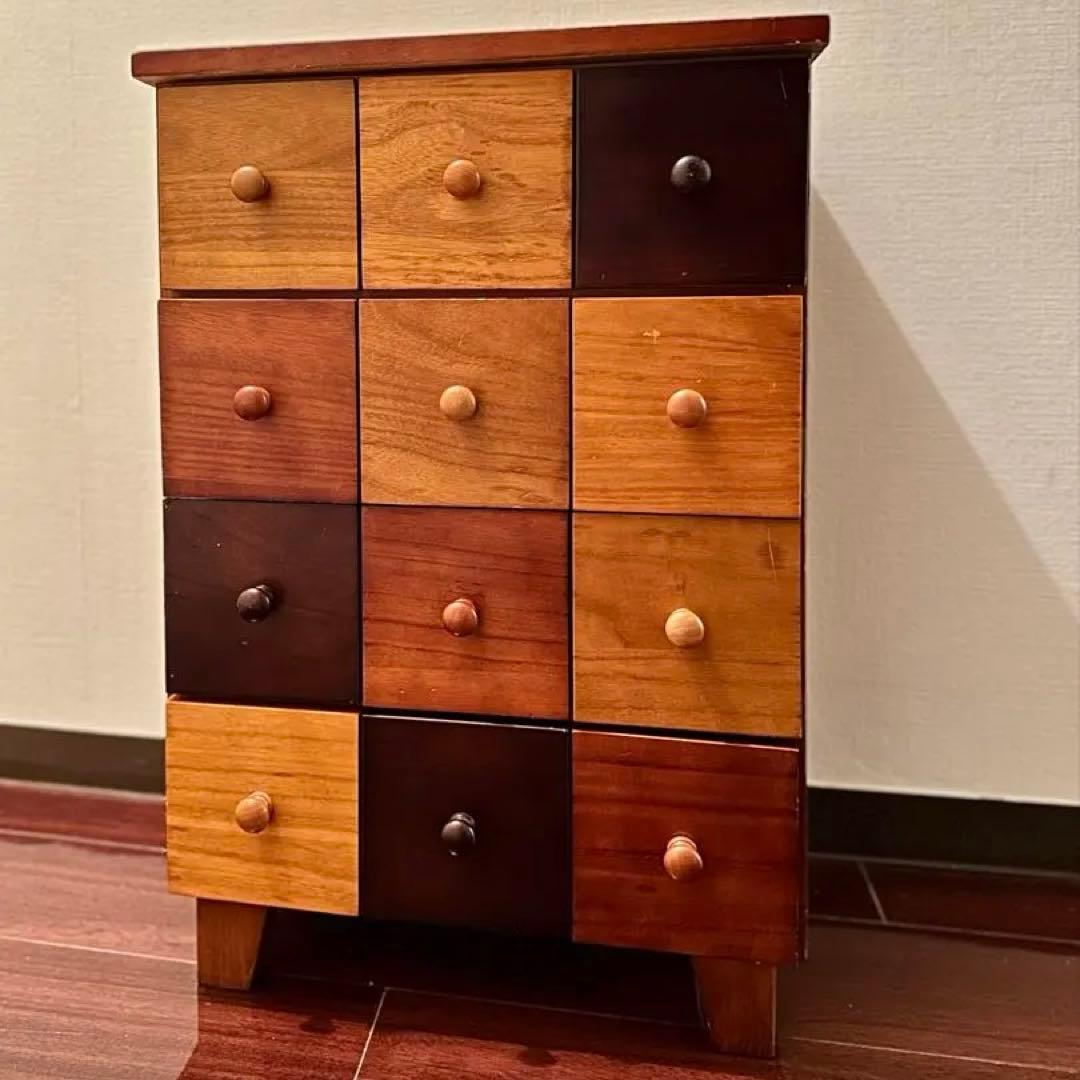 木製カラフル4段チェスト