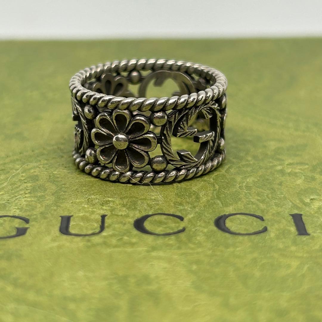 グッチ　GUCCI 指輪　リング　ハイブランド　19号　ワイド　フラワー